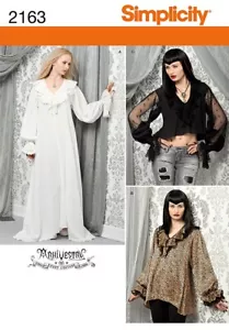 Simplicity Arkivestry Costume Goth Gypsy Dress Top Pattern 2163 Size 6-12/14-22 - Picture 1 of 4