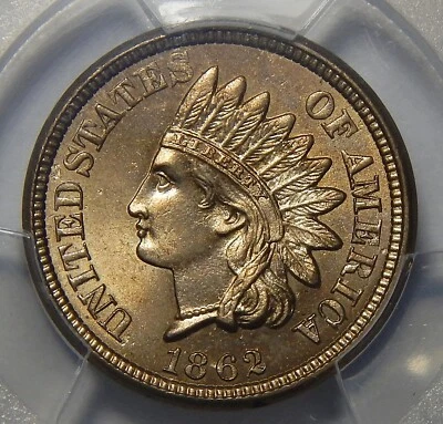 1862 PCGS MS66 INDIAN HEAD CENT - Image 1 of 4