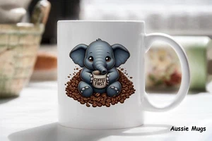 Cute Elephant Coffee First Novelty mug gift - Picture 1 of 5