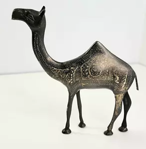 Kamel verziert Messing geätzt Vintage massiv MCM Boho Patina Wohndeko Figur 8" - Bild 1 von 9