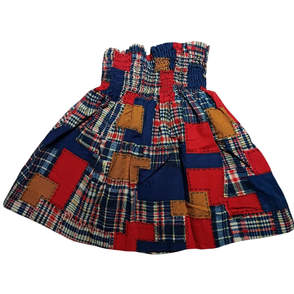 Falda de cintura elástica a cuadros hecha a mano campesina 3T 4T de colección años 70 para niñas Foto 1 de 4