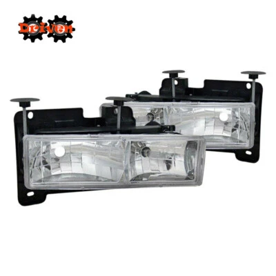 Par de faros cromados para camioneta C/K 88-98 Chevy GMC Suburban Tahoe Foto 1 de 2