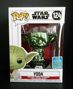 Funko Pop! Star Wars Yoda Green Chrome 2019 SDCC Shared Exclusive - Picture 1 of 12