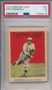 1914 CRACKER JACK #67 OTIS CRANDALL - PSA 3 VG (SVSC) CENTERED! FRESHLY GRADED! - Picture 1 of 2