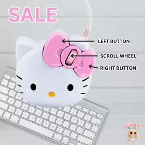 New Sanrio Hello Kitty Computer Sculpted Ergonomic Gaming Mouse Wired Pink Cute - Picture 1 of 24