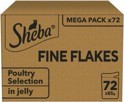 SHEBA - Adult Wet Cat Food Pouches - 72 x 85 g - Poultry - Bulk Cat Food Megapac