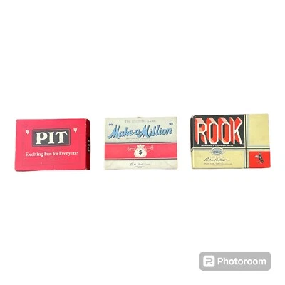 VINTAGE games: PIT, Make-A-Million, and Rook(Instructions W/ Other games inside) - Image 1 of 2