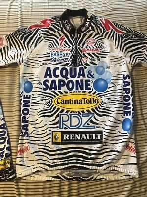 Vtg Aqua Sapone Cycle Jersey Bib Shorts set Specialized Team Zebra NALINI Lg 4 - Image 1 of 4