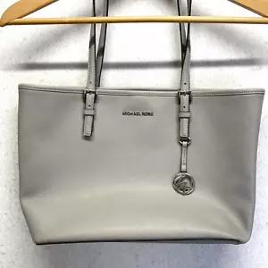 Michael Kors Leather Tote Shoulder Bag Grey Medium 35H7STVT2L - Picture 1 of 10
