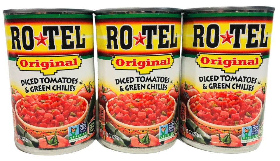 3 Cans Rotel 10oz Can Diced Tomatoes & Green Chilies Food Salsa Cooking Queso