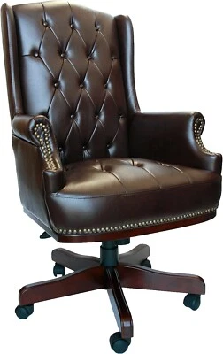Captains Office Managers Computer PC Bonded Leather Desk Chair Chesterfield