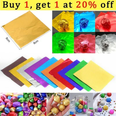 100 Pcs Square Wrappers Foil Paper For Candy Sweets Chocolate lolly Package  - image 1 of 4