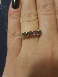 925 SILVER RING With Natural Stones Size K. V - Picture 1 of 4