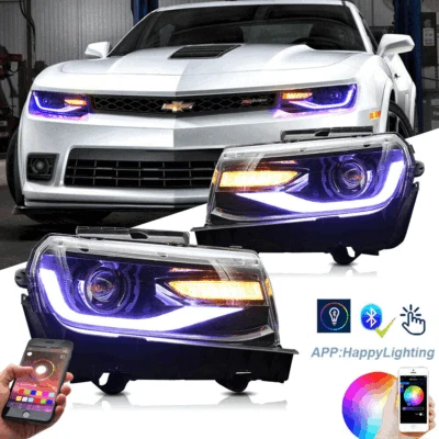 Faros LED DRL Proyector RGB Lámpara Delantera Para Chevy Chevrolet Camaro 2014 2015 Foto 1 de 4
