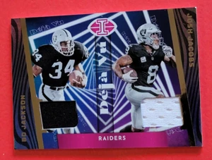 TARJETA JERSEY USADA BO JACKSON JOSH JACOBS 2023 PANINI ILLUSIONS DEJA VU LV RAIDERS - Imagen 1 de 2