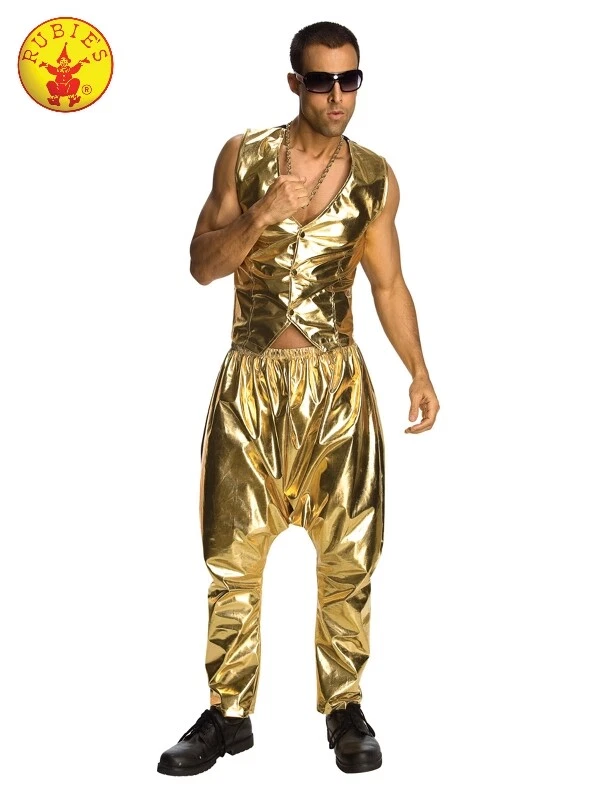 Rapper Gold Vest and Pants Funky 90s Rap Idol Mens Costume - image 1 of 1