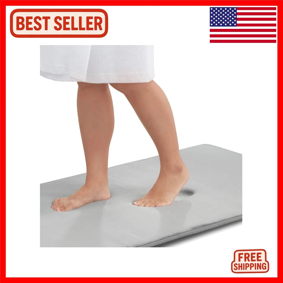 Alfombra de baño de espuma viscoelástica antideslizante súper acogedora 20" X 32" - plateada lavable a máquina Foto 1 de 4