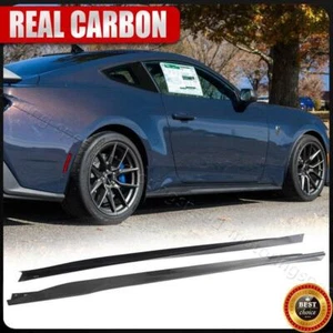 For Ford Mustang Dark Horse 2024UP Real Carbon Side Skirts Extension Lip Panels - Picture 1 of 13