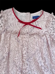 Maison Me EUC Pink Lace Long Sleeved Ruffled Lined Dress-8 Years - Picture 1 of 10