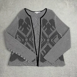 Pendleton Cardigan Women Extra Large Petite XLP Black White Geometric Open Front - Picture 1 of 19