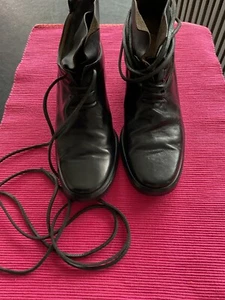 Authentic Ann DemeulemeesterBlack Leather Ankle Boots sz 36/6 - - Picture 1 of 10