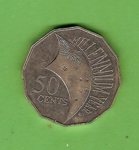 2000 MILLENNIUM AUSTRALIAN CIRCULATED 50 CENT COIN - Picture 1 of 2