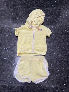 NWT Juicy Couture Yellow Terry Rainbow Hoodie Shorts Outfit Set-4T-$128 - Picture 1 of 4