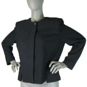 Leslie Fay Size: 12 Petite Black Jacket Textured Poly, Button Front Machine Wash - Picture 1 of 9