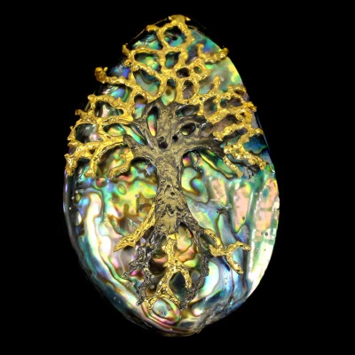 Colgante de plata de ley 925 madreperla 63x45 mm árbol de la vida hecho a mano 🎁🎁🎁 Foto 1 de 4