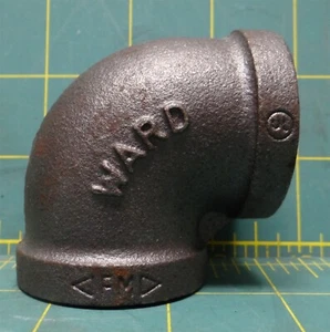 Ward 1" ID x 1" ID Black Malleable Iron 90 Degree Elbow, FNPT - Picture 1 of 6