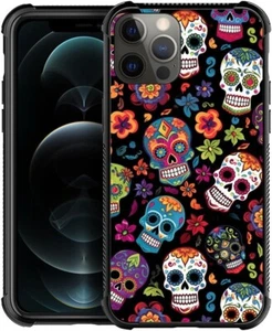 iPhone 12 12 Pro Sugar Skull Hülle Stoßfest Anti-Kratzer Cover für Damen - Bild 1 von 4
