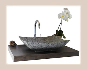 Waschbecken aus Naturstein, Granit, Marmor, Model "Lima", weiß gesprenkelt, G603 - Bild 1 von 4