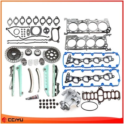 Juego de juntas de cabeza de cadena de distribución bomba de agua con junta para Ford F-150 97-99 4,6 L Foto 1 de 4