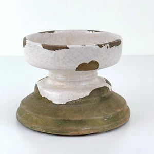 Pottery Barn Tuscan Pillar Candle Holder White Glaze Rustic - Picture 1 of 8