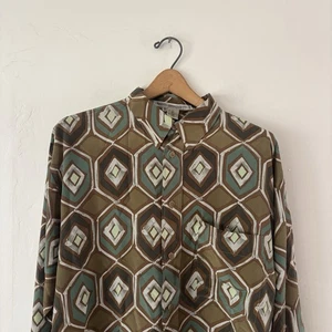 Camisa De Colección Umberto Ginocchietti Para Hombre XL 52 Seda Abotonada Geométrica - Imagen 1 de 8