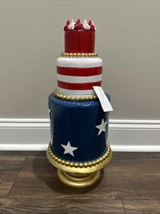 Red White & Blue 4th of July Patriotic 3 Tier Cake Decor NWT - Picture 1 of 4