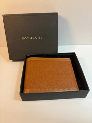 Cartera BVLGARI Hipster Cuero Marrón Doble Plegable Italia con Caja y Tarjeta Foto 1 de 4
