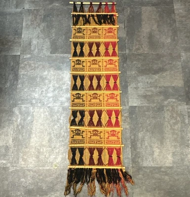 Tapiz de lana tejido vintage suroeste azteca boho colgante de pared decoración del hogar 60x16 Foto 1 de 4