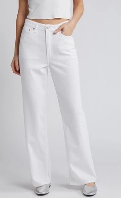 Rag & Bone Featherweight Logan Mid Rise Wide Leg Jeans Optic White $258 NWT 30 - Image 1 of 4