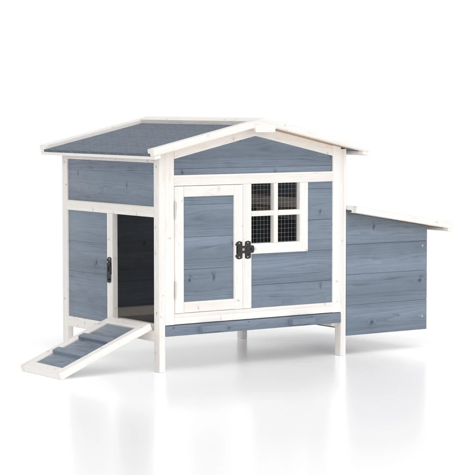 Gallinero para 2 pollos exterior conejera jaula con rampa y caja de anidación Foto 1 de 4