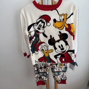 DISNEY 2 PIECE PAJAMA SET SIZE 3T NEW WITH TAGS Pjs Mickey Donald Pluto  goofy - Picture 1 of 7