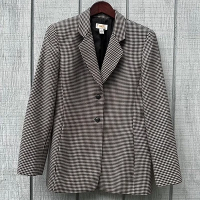 Blazer de Colección Talbots Pata de Gallo 100% Lana Para Mujer Talla 6 Negro Blanco Clásico Carrera Foto 1 de 4