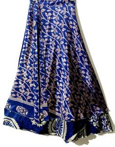 Increíble-arte Vintage Seda Sari Magic Wrap Falda Reversible Doble Capa Falda, - Imagen 1 de 6