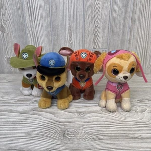 TY Beanie Boos Paw Patrol 6 Zoll Plüschtiere 4er-Set Chase Skye Tracker Zuma mit Etikett - Bild 1 von 11
