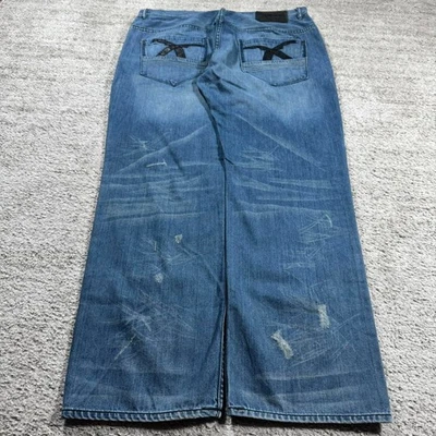 Pantalones de mezclilla holgados de pierna ancha grunge Y2K 2000’s calce suelto desgastados artísticos Dodger Foto 1 de 4