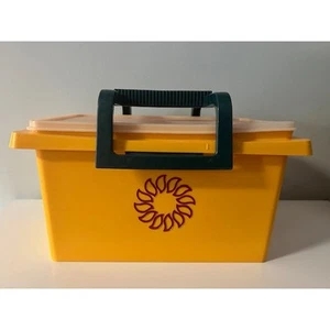 Vintage 80s Tupperware Harvest Sun Carry-All Stow-N-Go Picnic Carrier - Picture 1 of 5