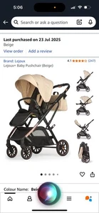 Grey and Gold Lejoux Baby Travel Pram With Rain Cover And Mosquito Nett  - Picture 1 of 1