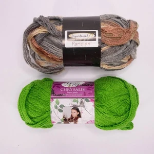 Yarn Bee Chrysalis Luna Moth 33 Yards & Dept 71 Parisian Brown Yarn Lot Crochet - Picture 1 of 14