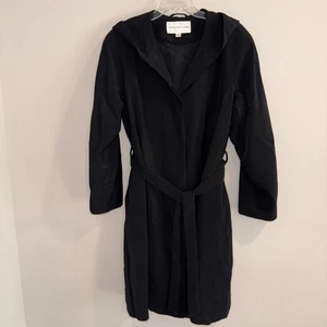 Jones New York Size 12 Trench Coat Women’s Black Hooded Belted Removable Lining - Picture 1 of 13