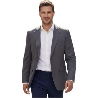 Hugo Boss Blazer 男式 40R 灰色羊毛混纺 Corleone 芝加哥定制美国夹克 — 第 1/4 张图片